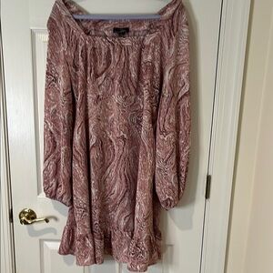 Suzanne Betro Pink Off-the-Shoulder Bishop Sleeve Sundress